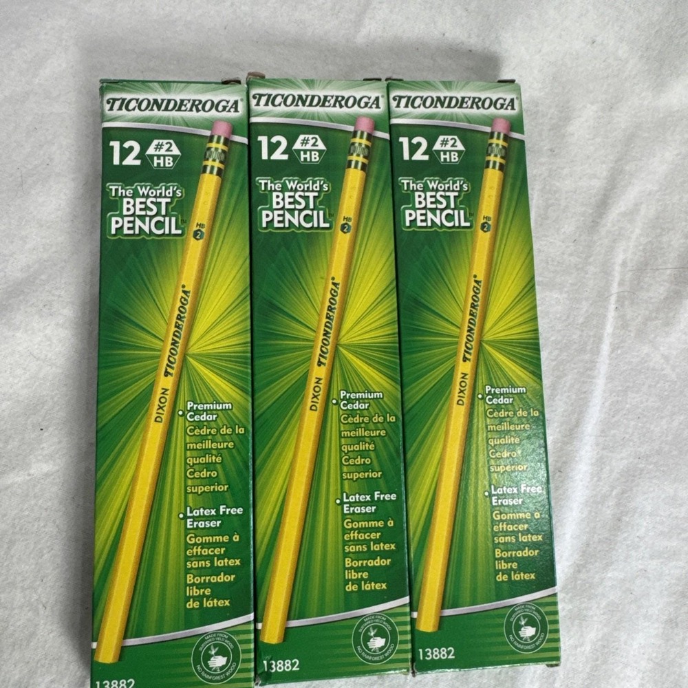 VTG Dixon Ticonderoga Pencils Lot of 3 boxes 13882 No. 2 HB NEW Not Sharpened 34